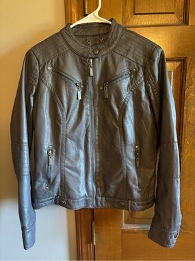 J2 Grey Faux Leather Moto Jacket